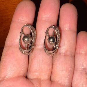 Elegant 925 Silver Screw Back Earrings